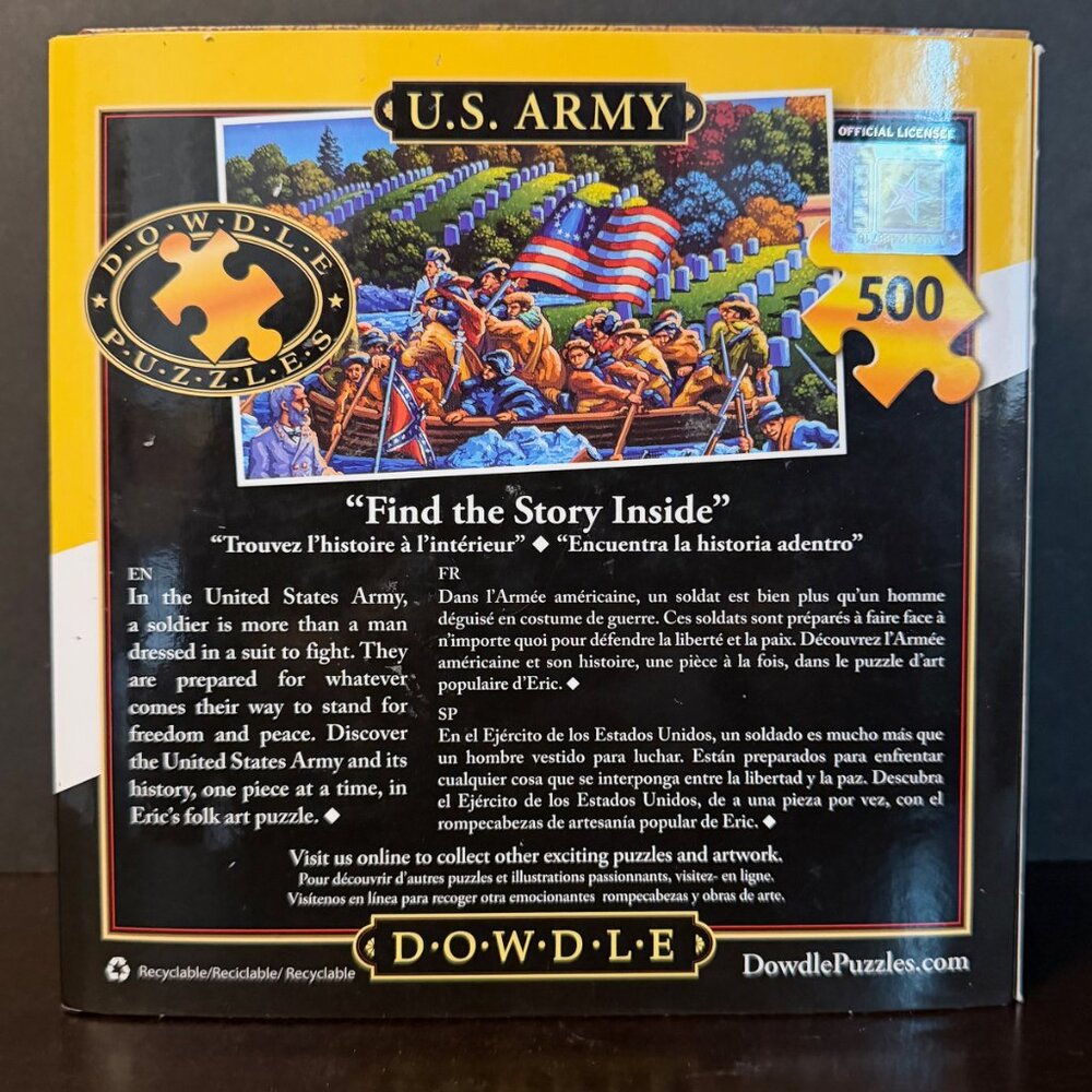 Dowdle Folk Art "U.S. Army" Military Puzzle 500 Pieces 16" x 20" - Picture 2 of 6